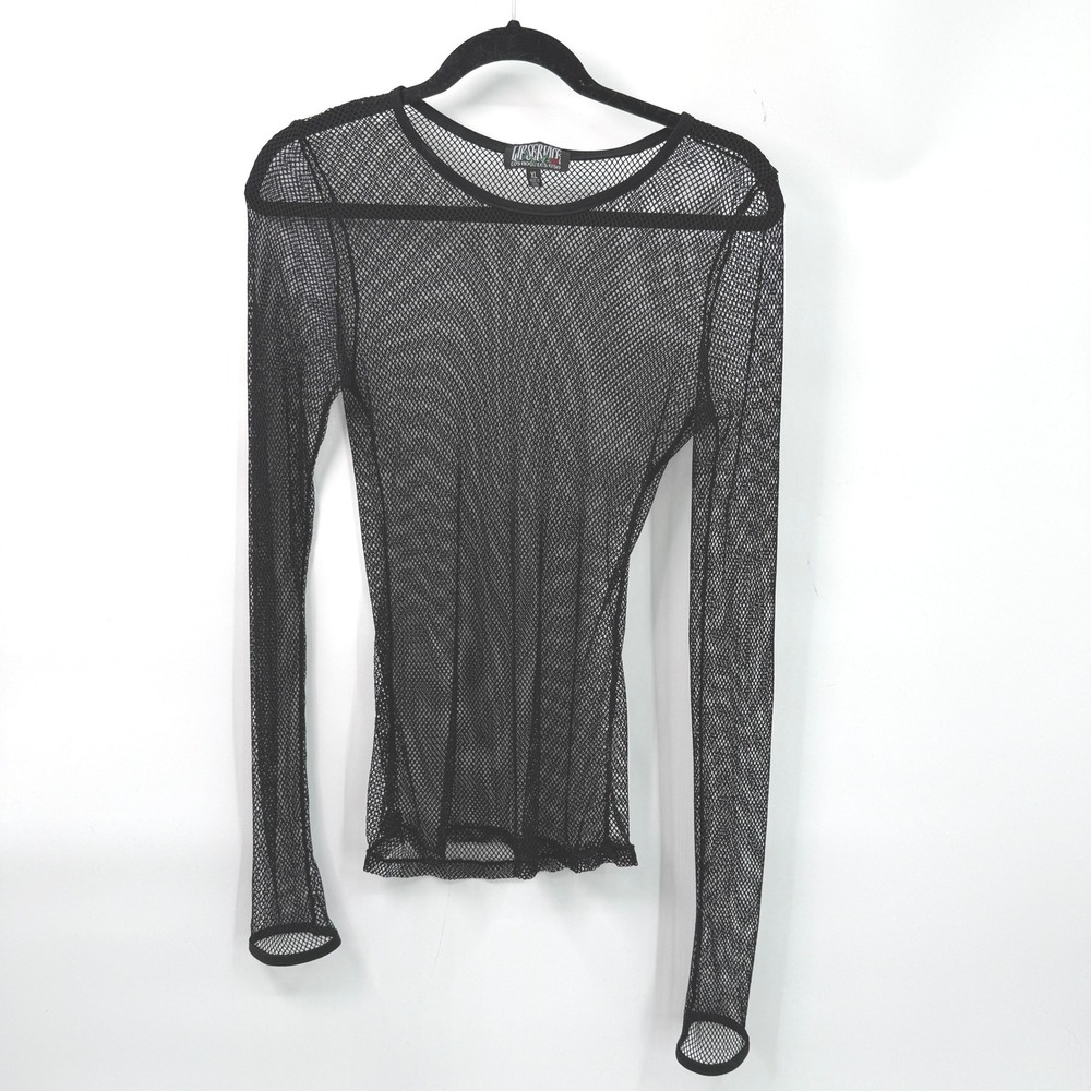 Lip Service Mesh Long Sleeve Top Womens XL Black LS-148 Goth Punk Y2K Rave